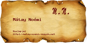Mátay Noémi névjegykártya